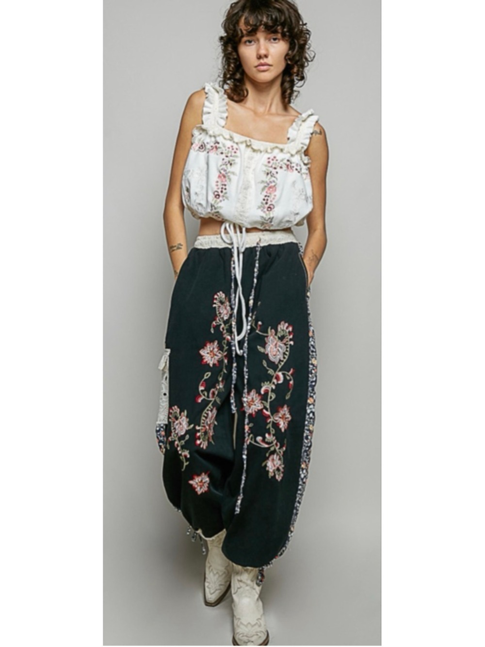 NEW Pol Embroidery Free People Vibe Boho Whimsigoth Patchwork Pants sizes S M L - Picture 5 of 6